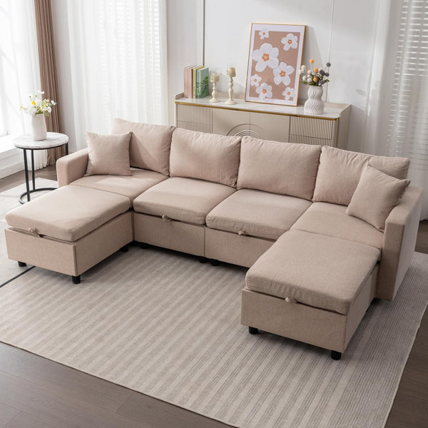 Latitude Run® U Shaped Sectional Sofa Convertible Couch Bed Modern Sofa